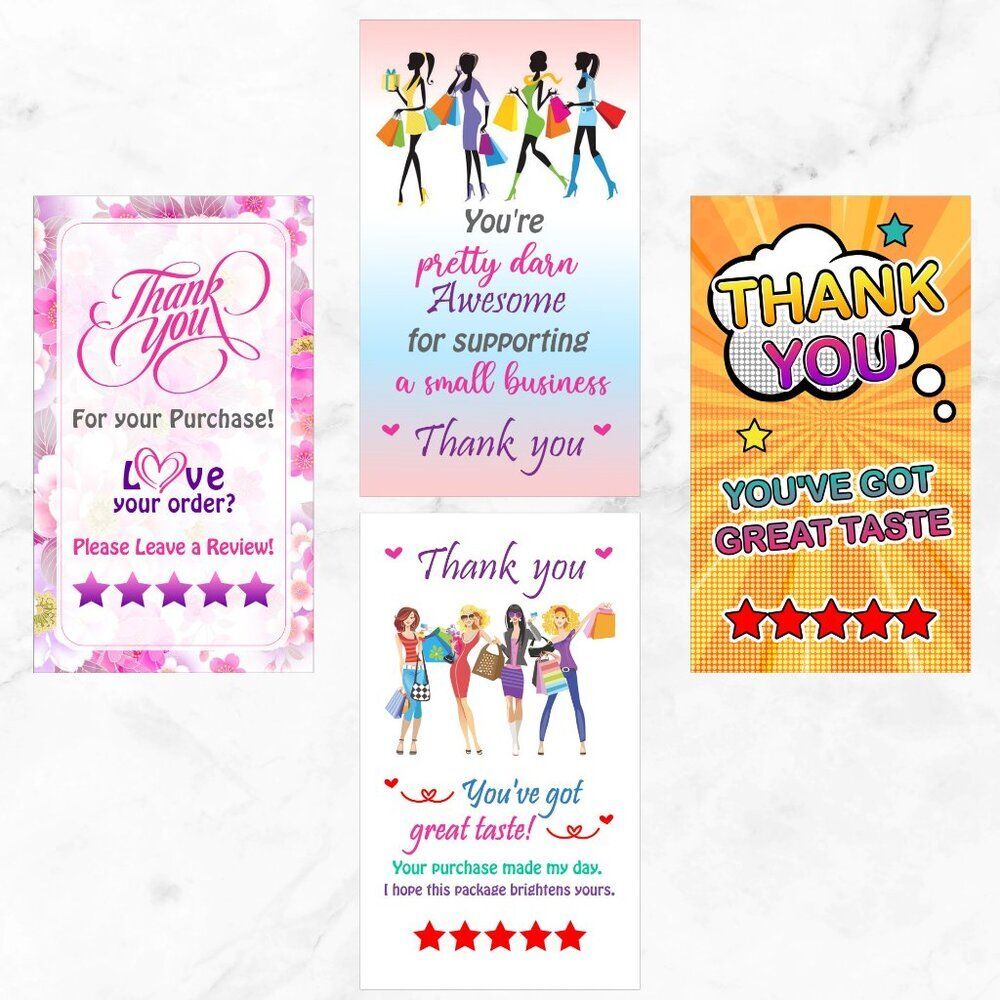200 Assorted Thank You Cards – 3.5" x 2" Glossy Business Cards – Small Business - Picture 6 of 12